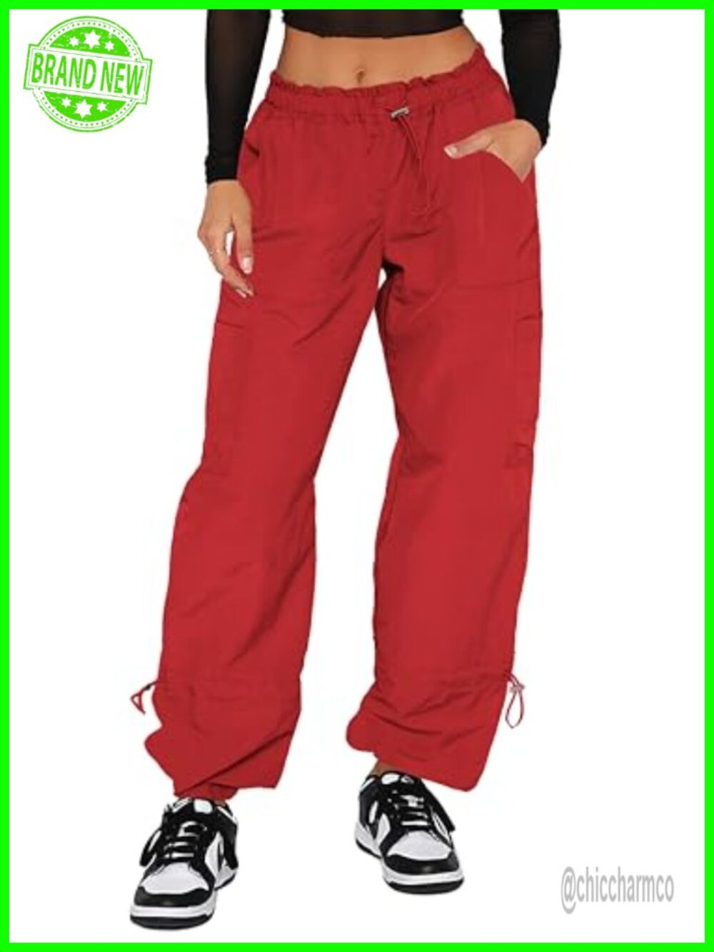 Parachute Cargo Pants Women Baggy Wide Leg Y2K Streetwear